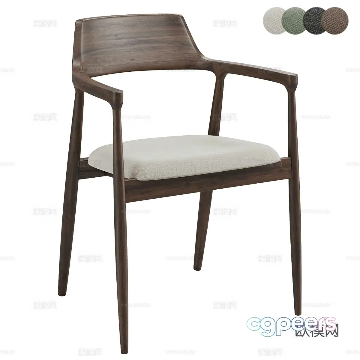 Medium-old dining chair Medium-old single chair B&B single chair Courtyard leisure chair Wooden leisure chair Fabric leisure 3D model