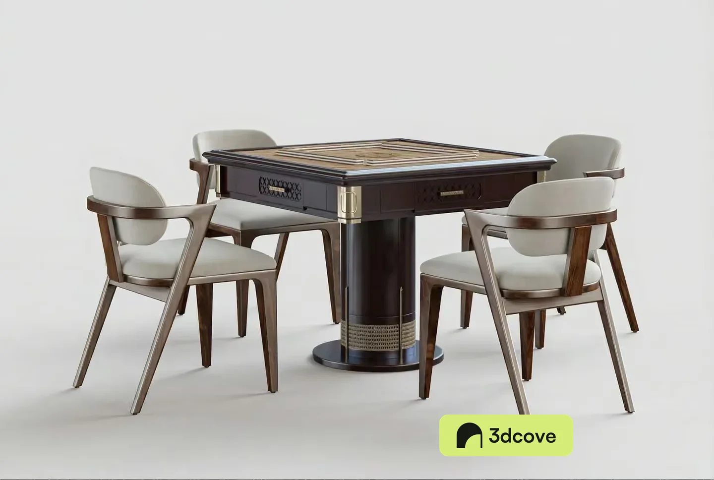 A Wooden Table With Four Chairs