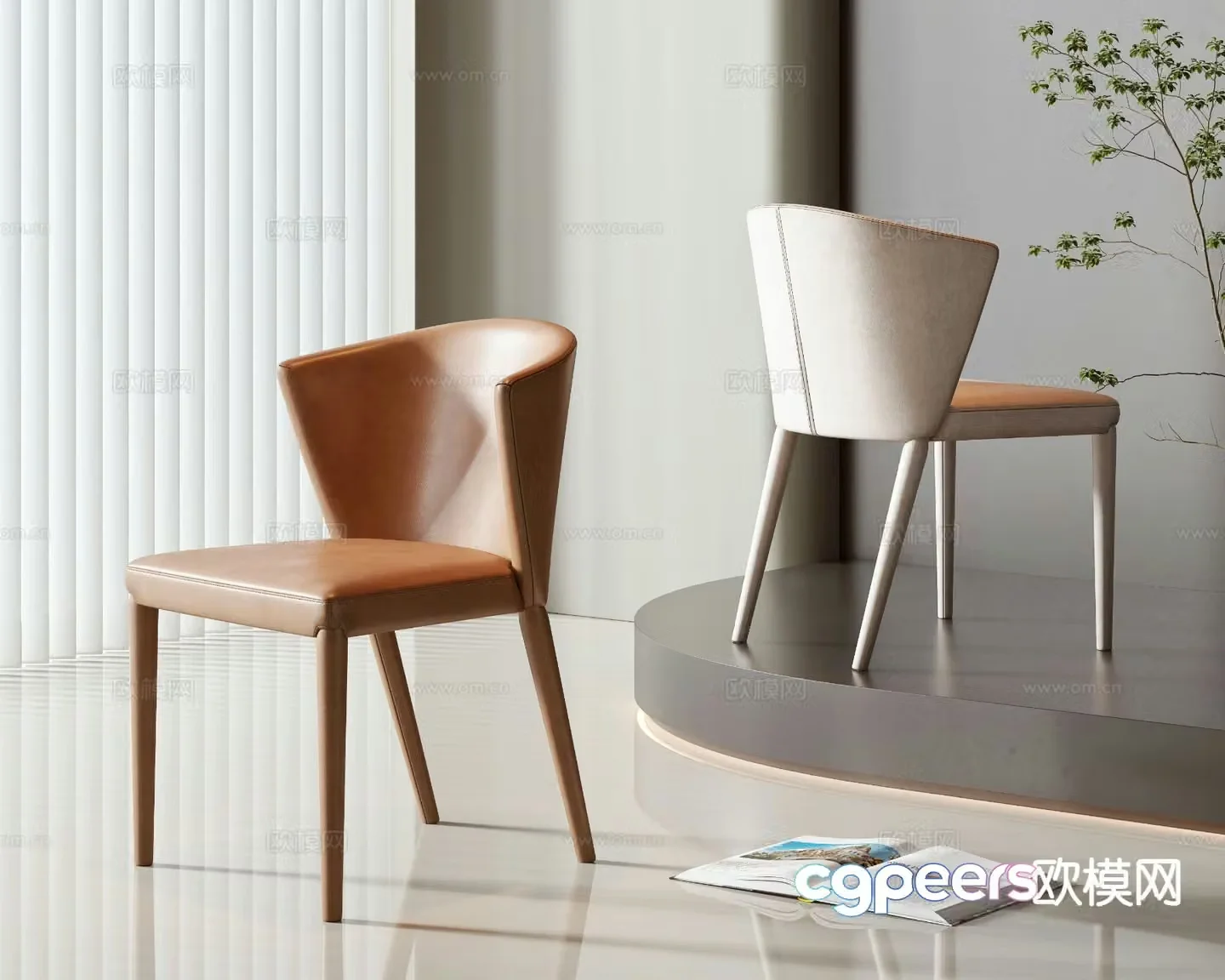 Modern single chair dining chair chair 3d model