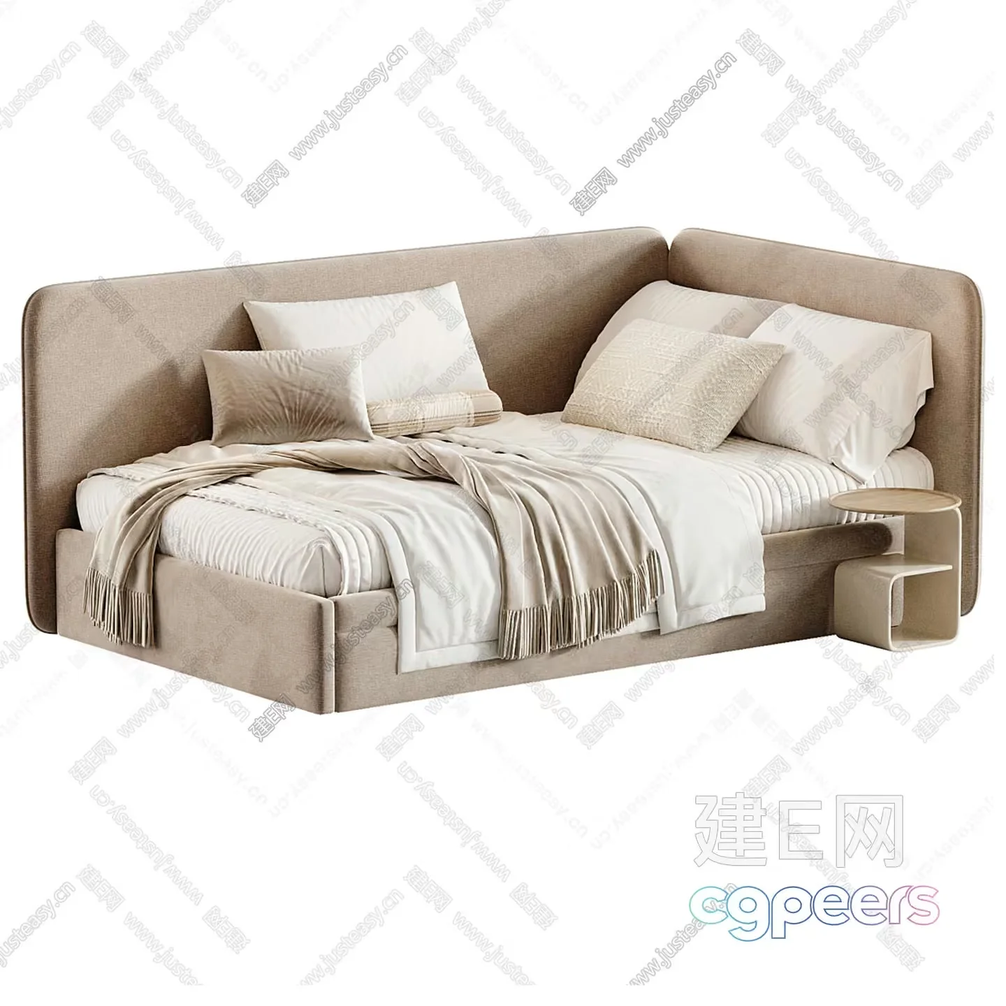 Modern Beige Bed 3D Model – 15309 – CORONA Render