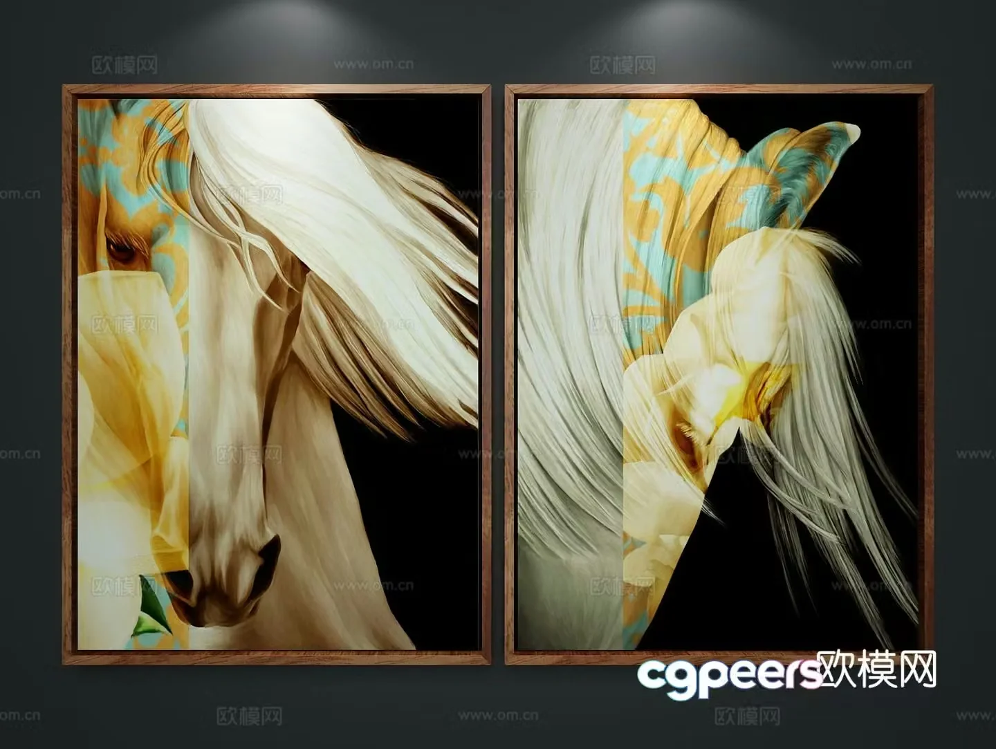Simple European decorative painting art painting horse hanging painting 3D model