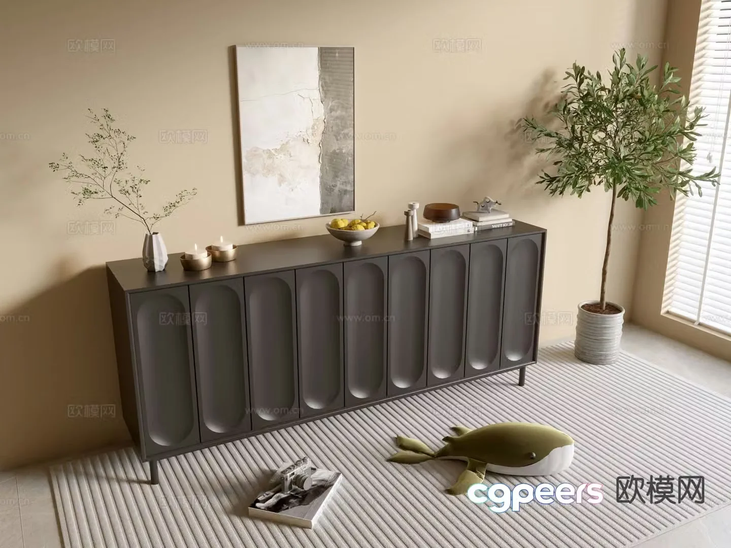 Modern black cabinet entrance cabinet 3d model