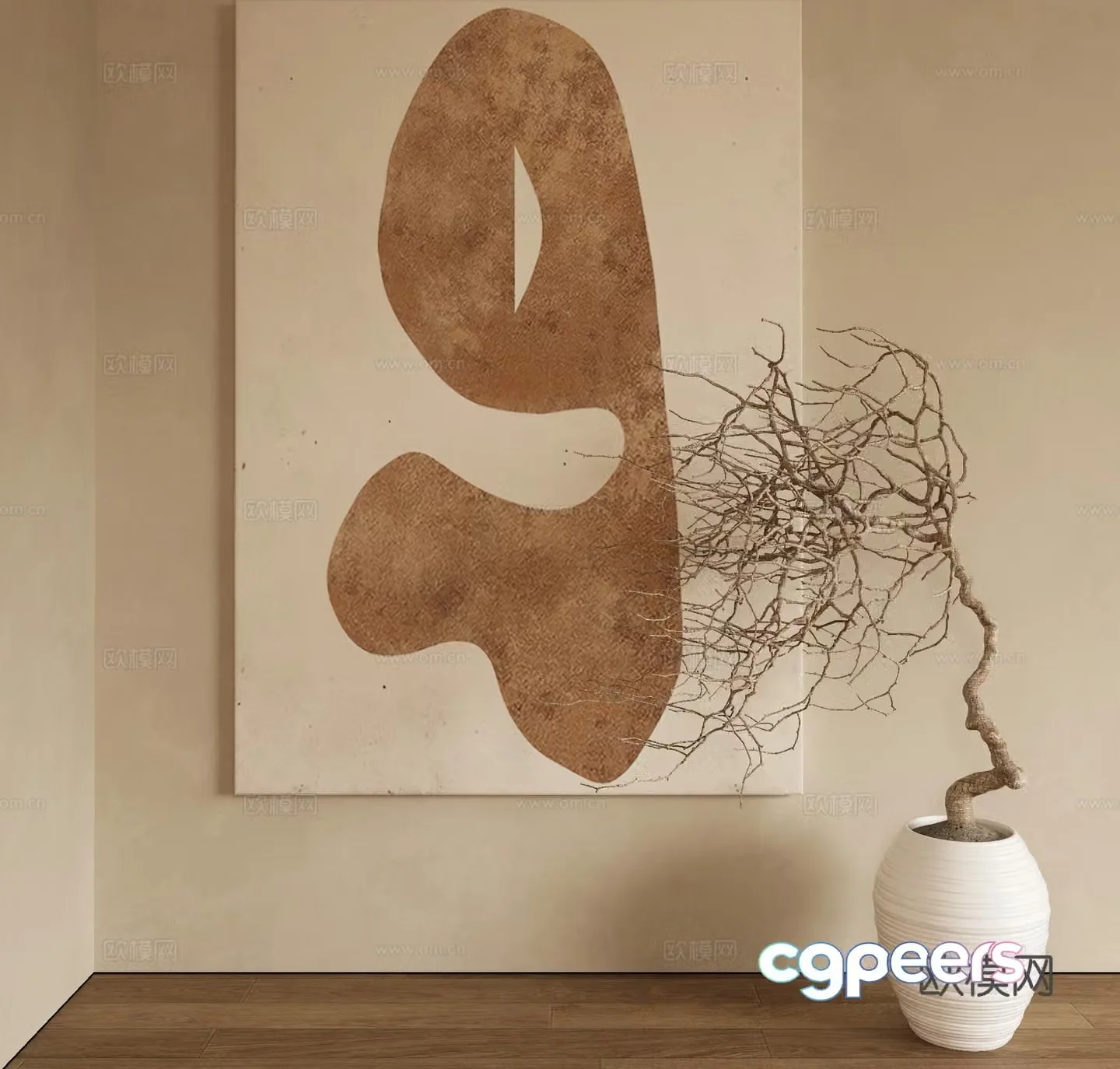 Modern texture painting decorative painting 3d model