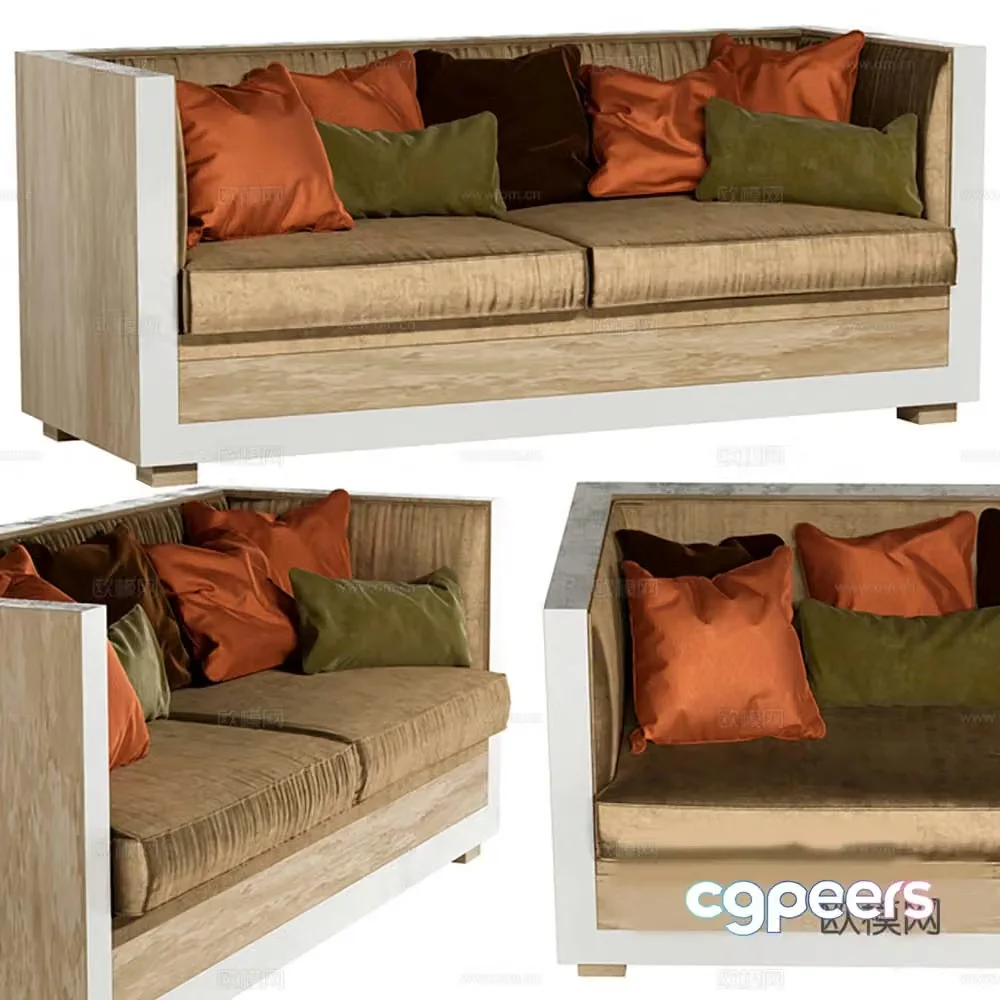 Sofa Two-person sofa Solid wood sofa 3d model