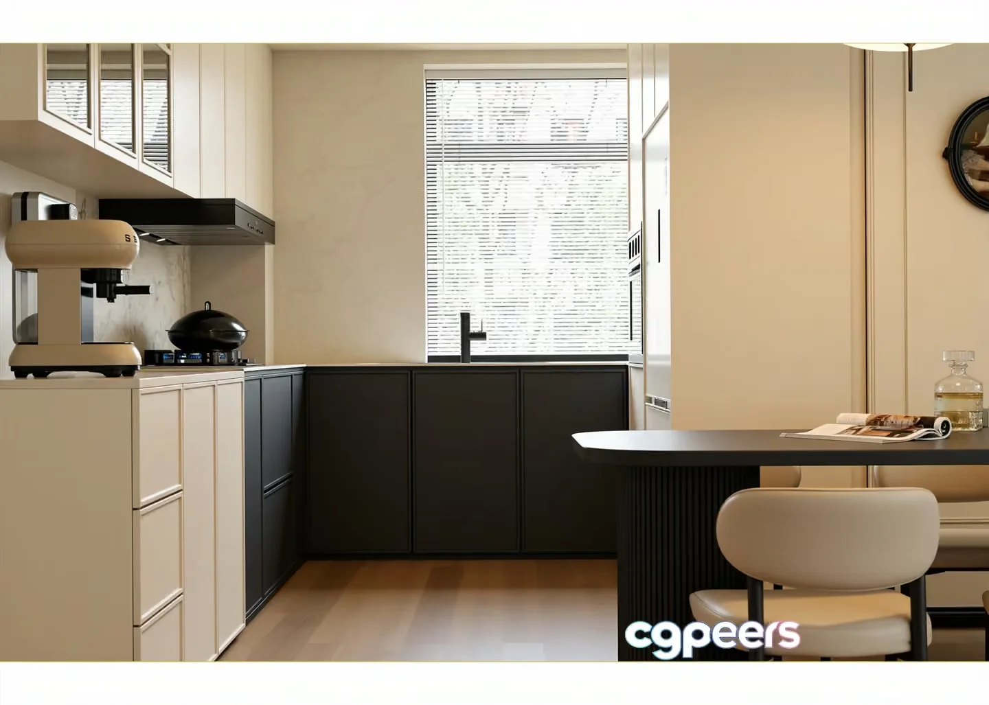 Modern Kitchen With A Table 3D Model – 22836 – VRAY Render