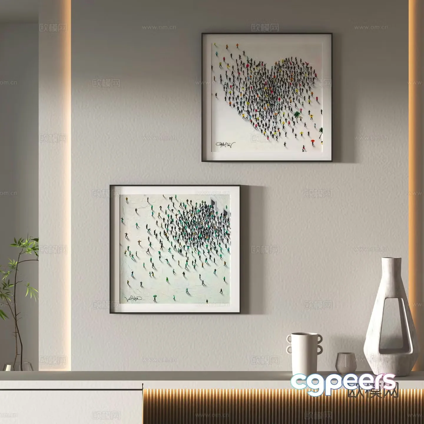 Modern decorative painting abstract hanging painting 3d model