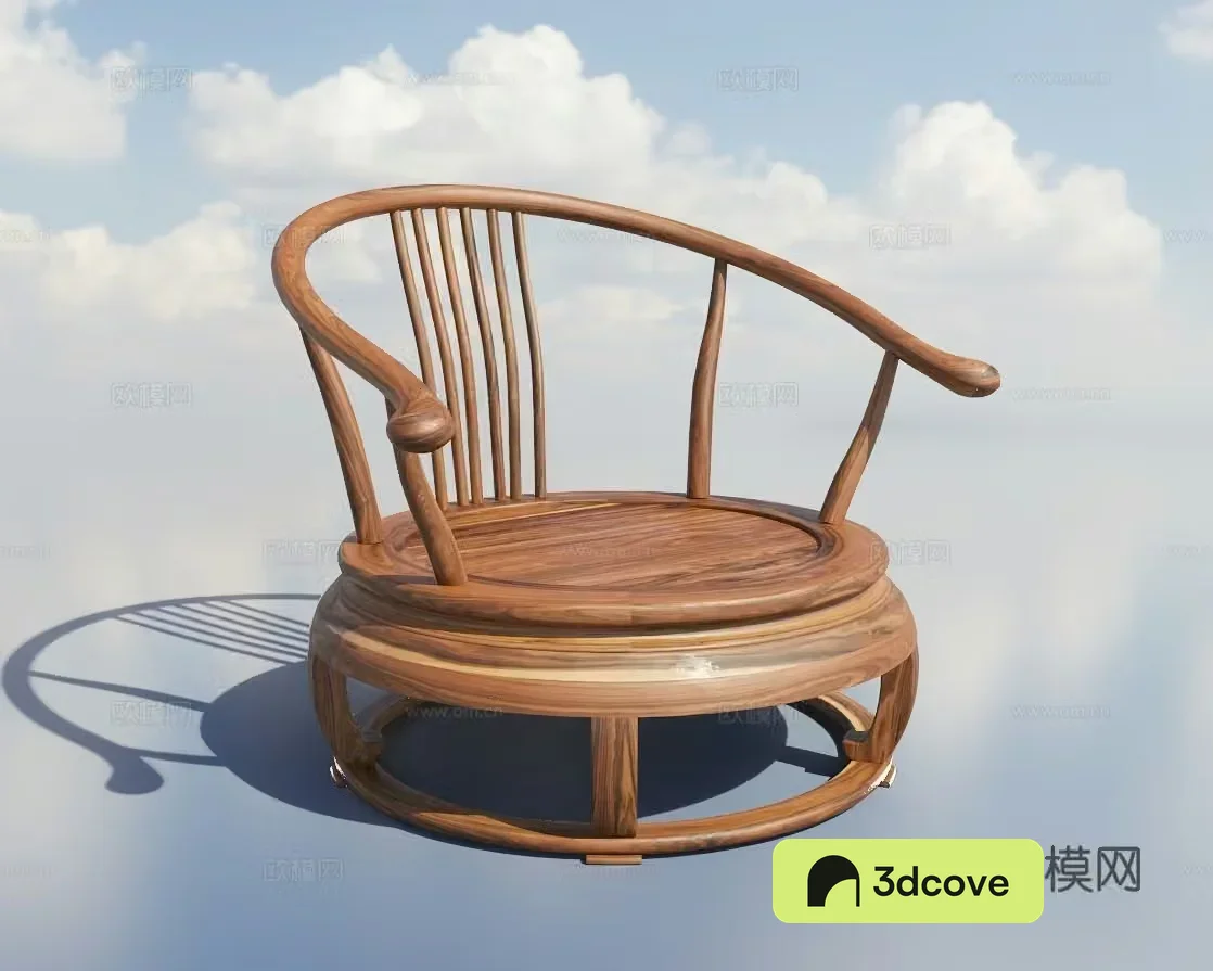 New Chinese style armchair round stool walnut chair solid wood chair