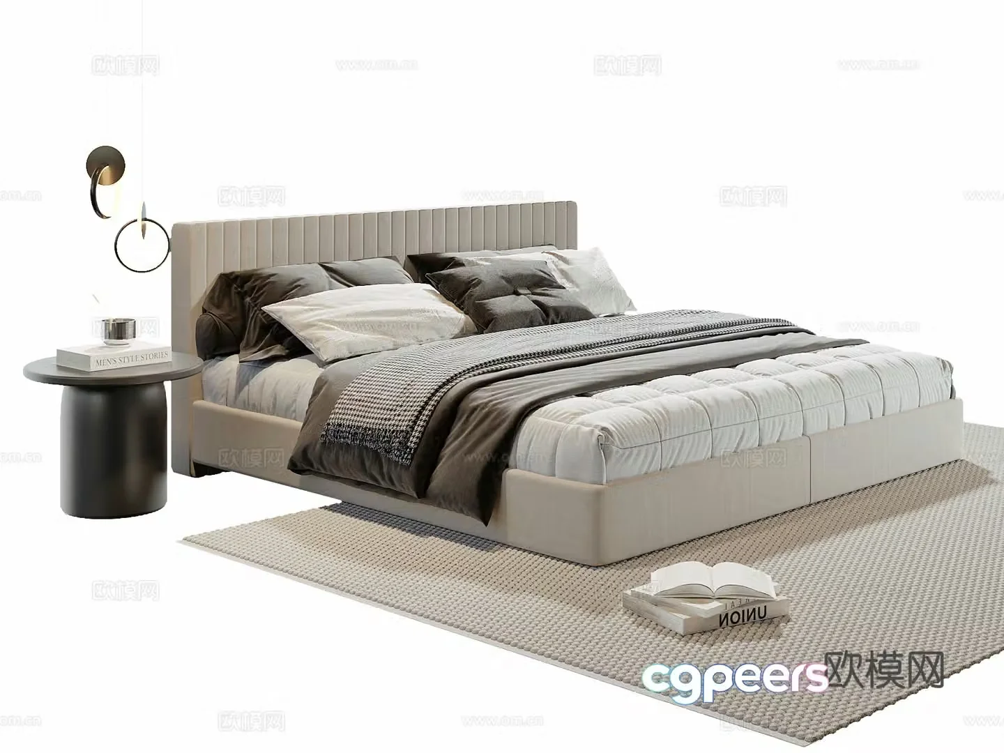 Modern double bed 3d model