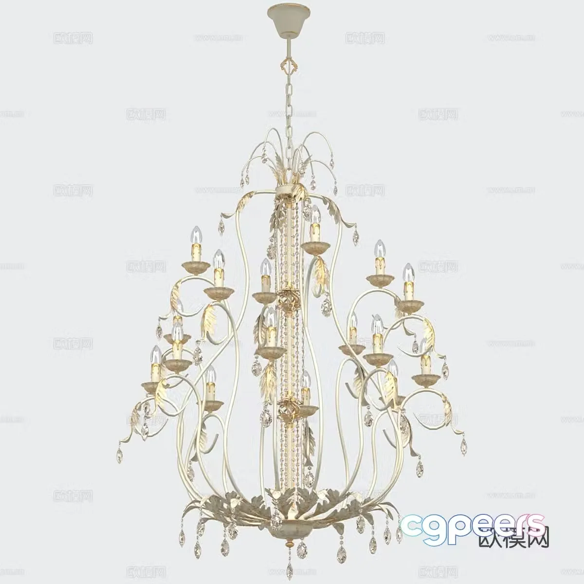 French multi-head chandelier candlestick chandelier 3d model