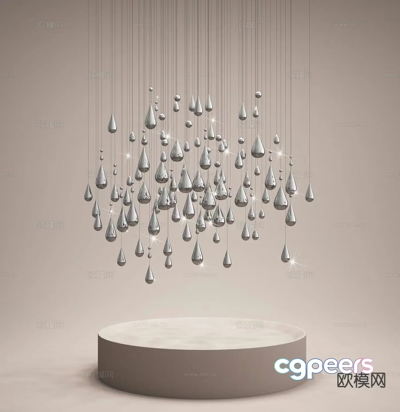 Modern water drop chandelier 3d model