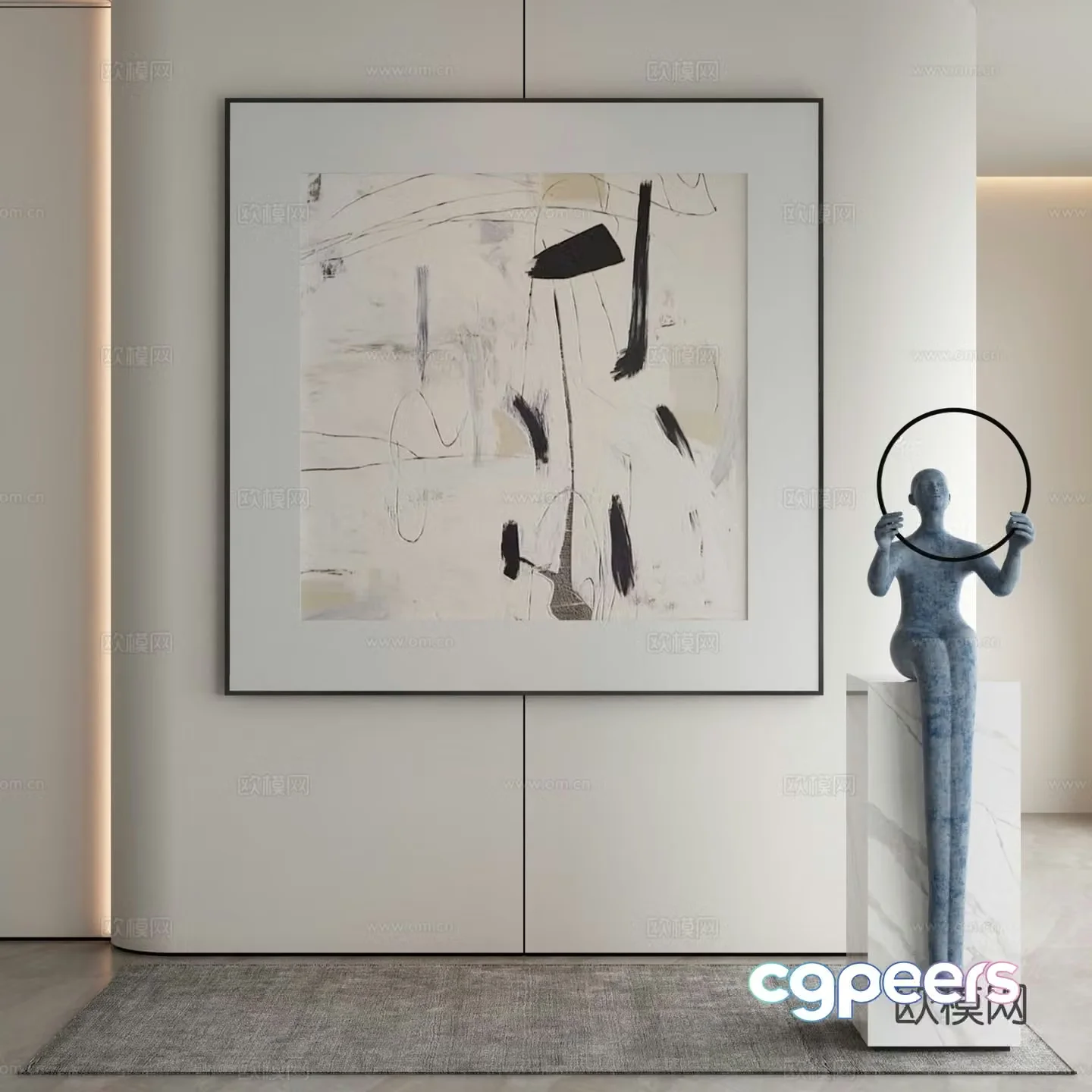Modern decorative painting abstract hanging painting 3d model