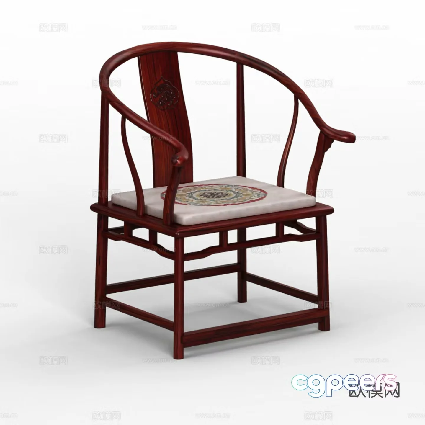 Chinese tea table chair new Chinese armchair ring chair solid wood mahogany 3D model