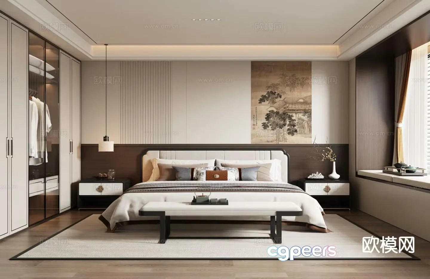 New Chinese style bedroom master bedroom 3d model
