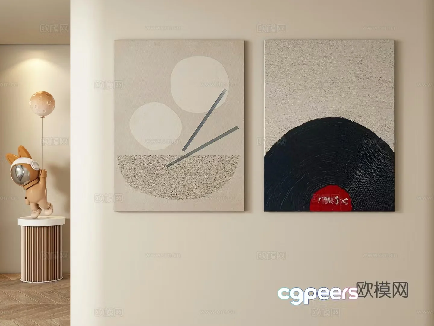 Modern decorative painting hanging painting 3d model