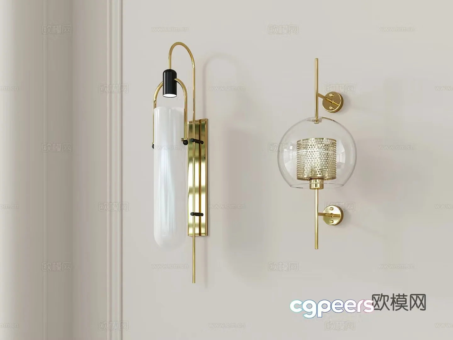 Light luxury wall lamp glass ball wall lamp bedside wall lamp 3D model