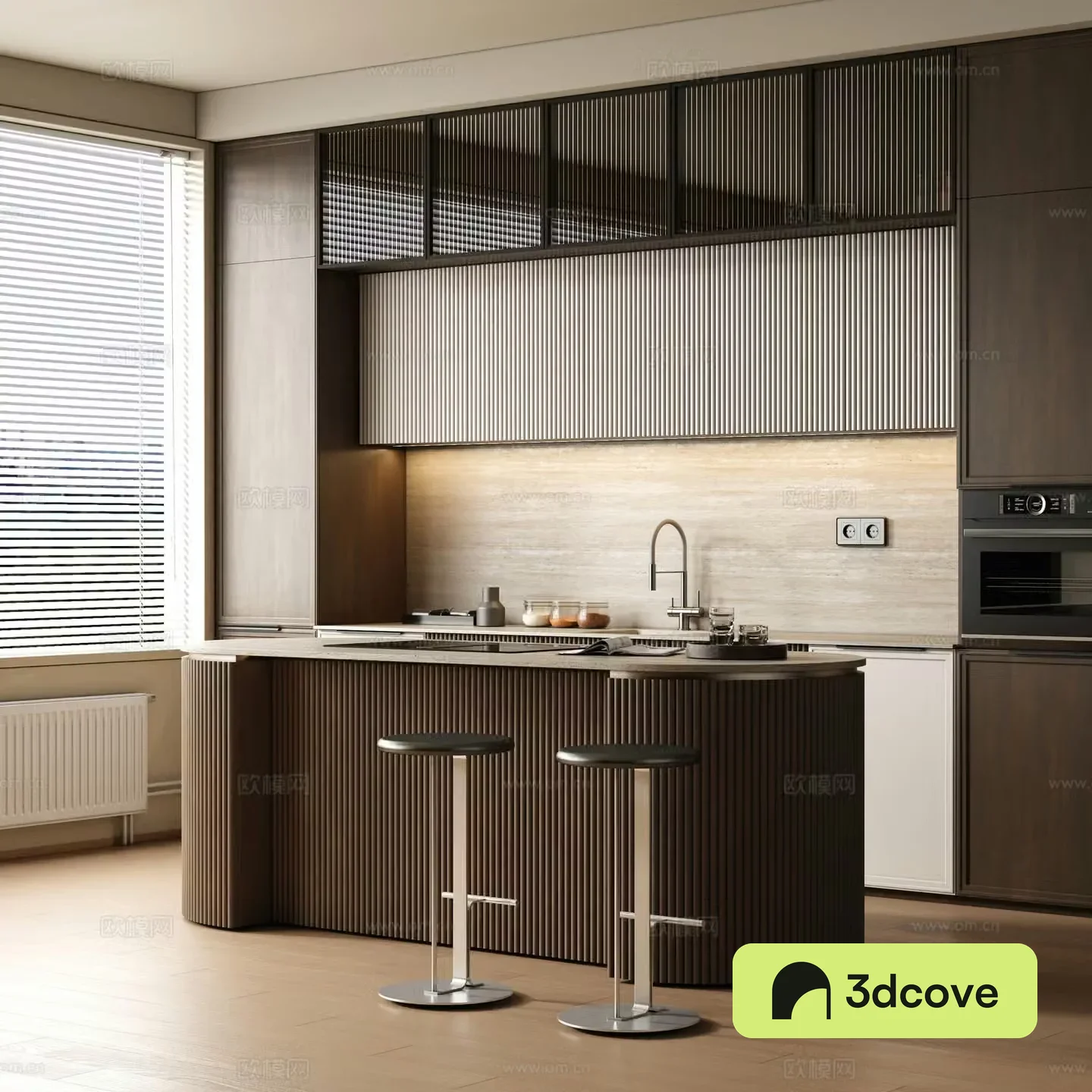 Modern retro style room dining room kitchen bar kitchen island kitchen semi-open kitchen
