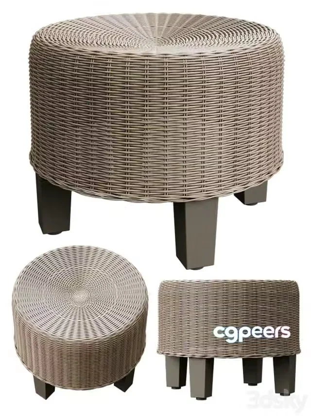 3ds Max Free – Wicker ottoman Ikea Sky