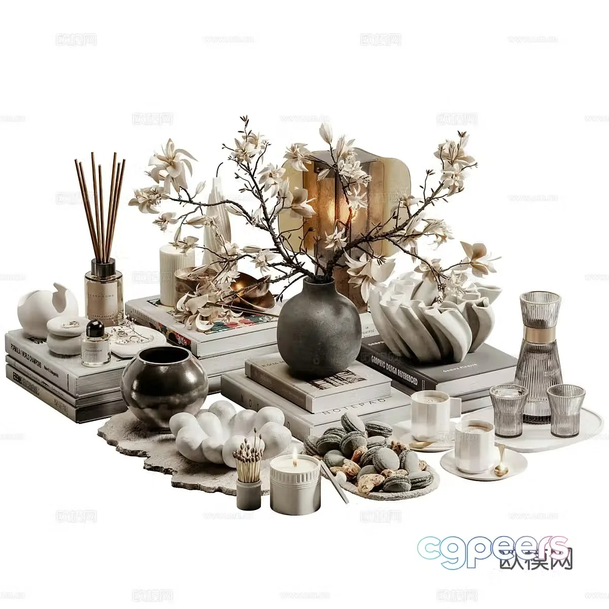 New Chinese light luxury jewelry ornament combination 3D model
