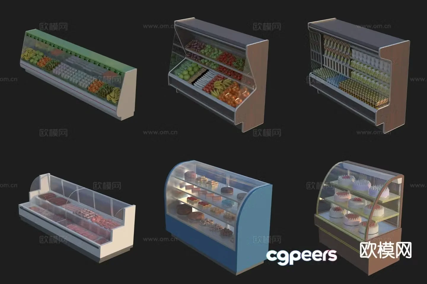 Supermarket freezer freezer snack shelf 3D model