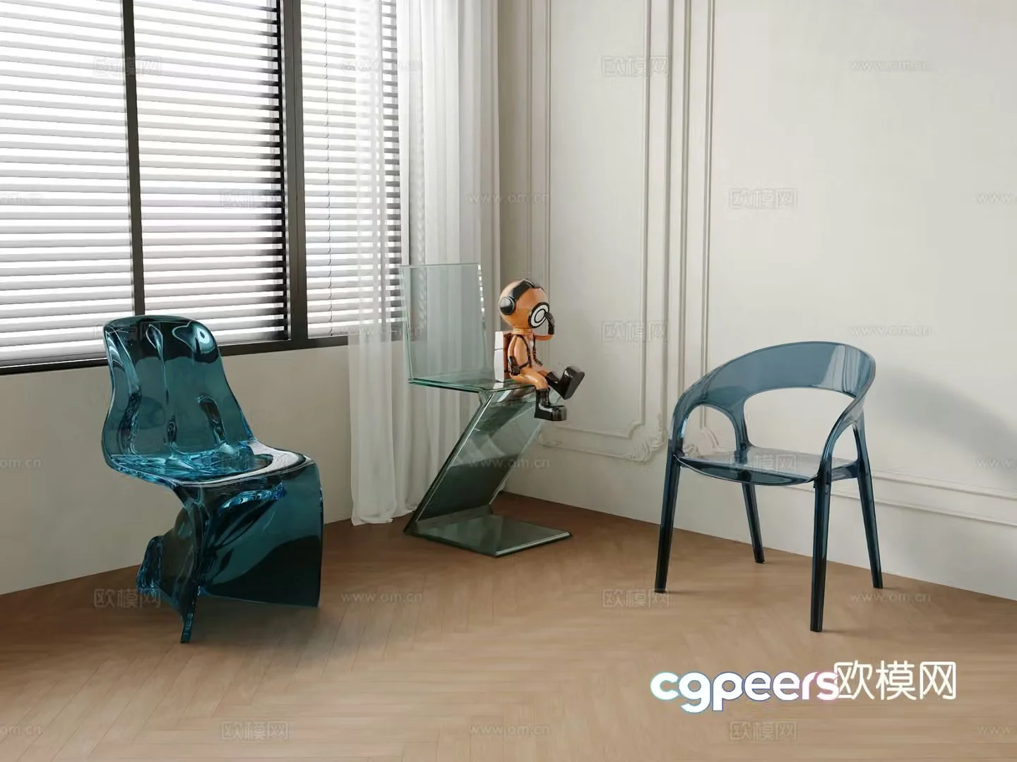Acrylic single chair dining chair sofa chair 3d model