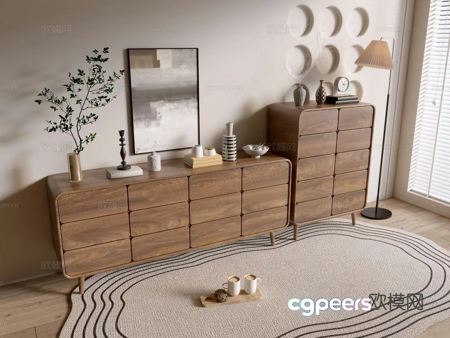 Log air chest side cabinet 3D model