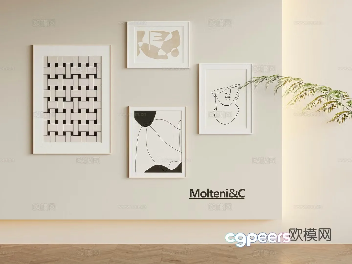 Modern hanging paintings decorative paintings hanging painting combination 3D model