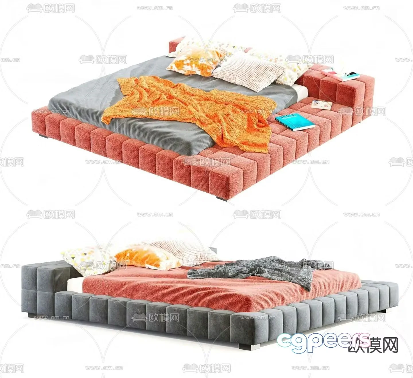 Modern double bed 3d model