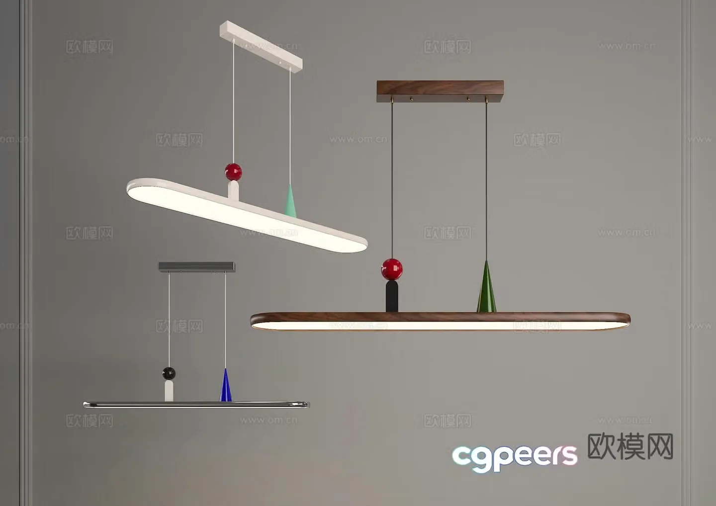 Long strip chandelier Restaurant chandelier Medium chandelier Cream-style chandelier One-line chandelier Log chandelier 3D model