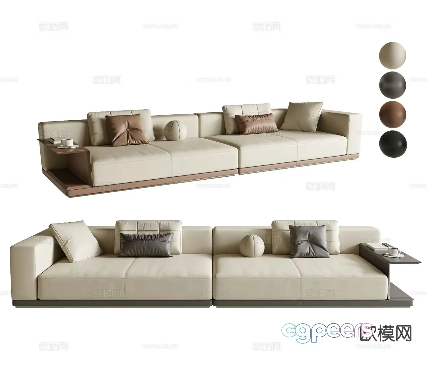 Modern double sofa leather art sofa 3d model