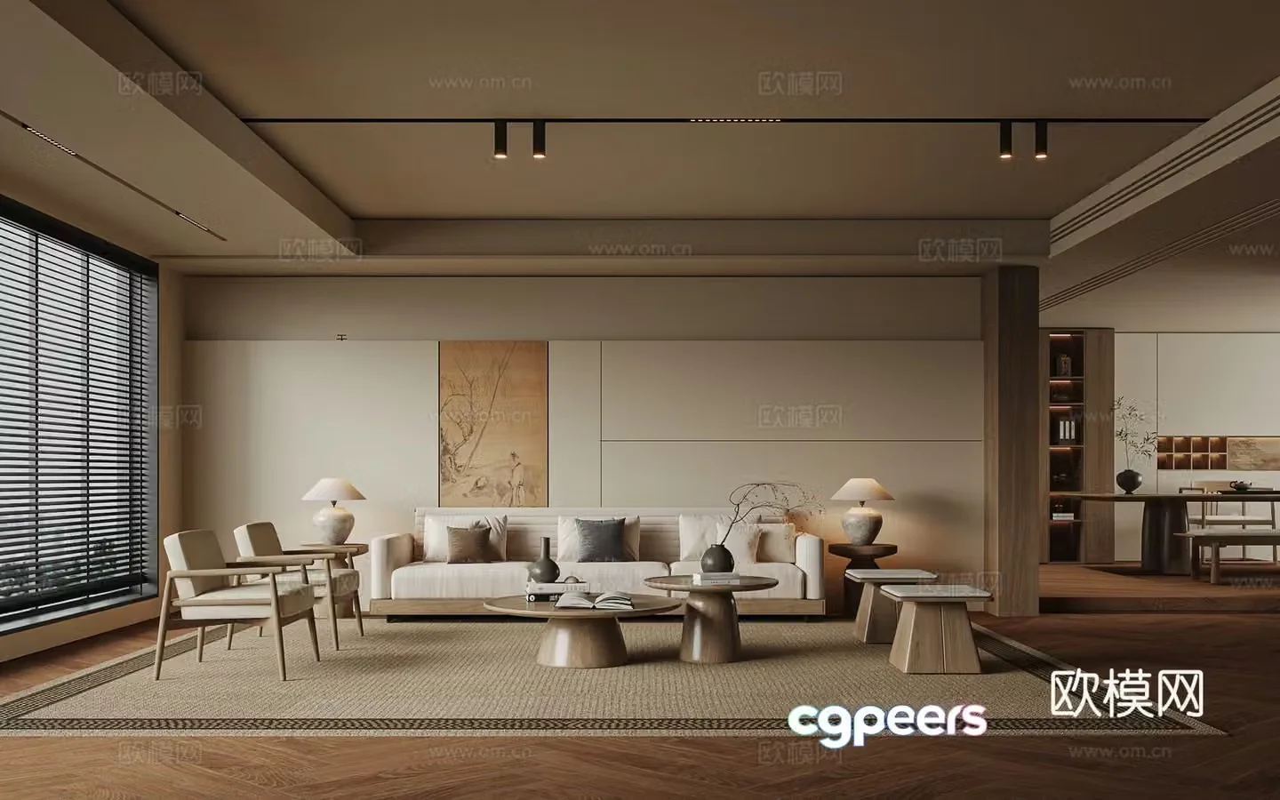 Song style aesthetic living room 3D model