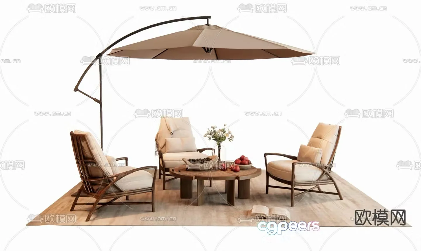 Outdoor tables and chairs courtyard tables and chairs 3d model