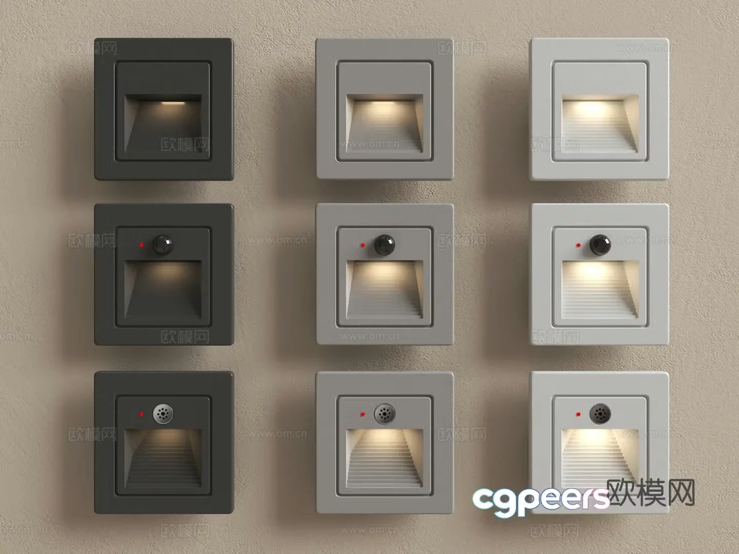 Modern staircase sensing lights stepping lights night lights infrared sensing lights foot 3D model