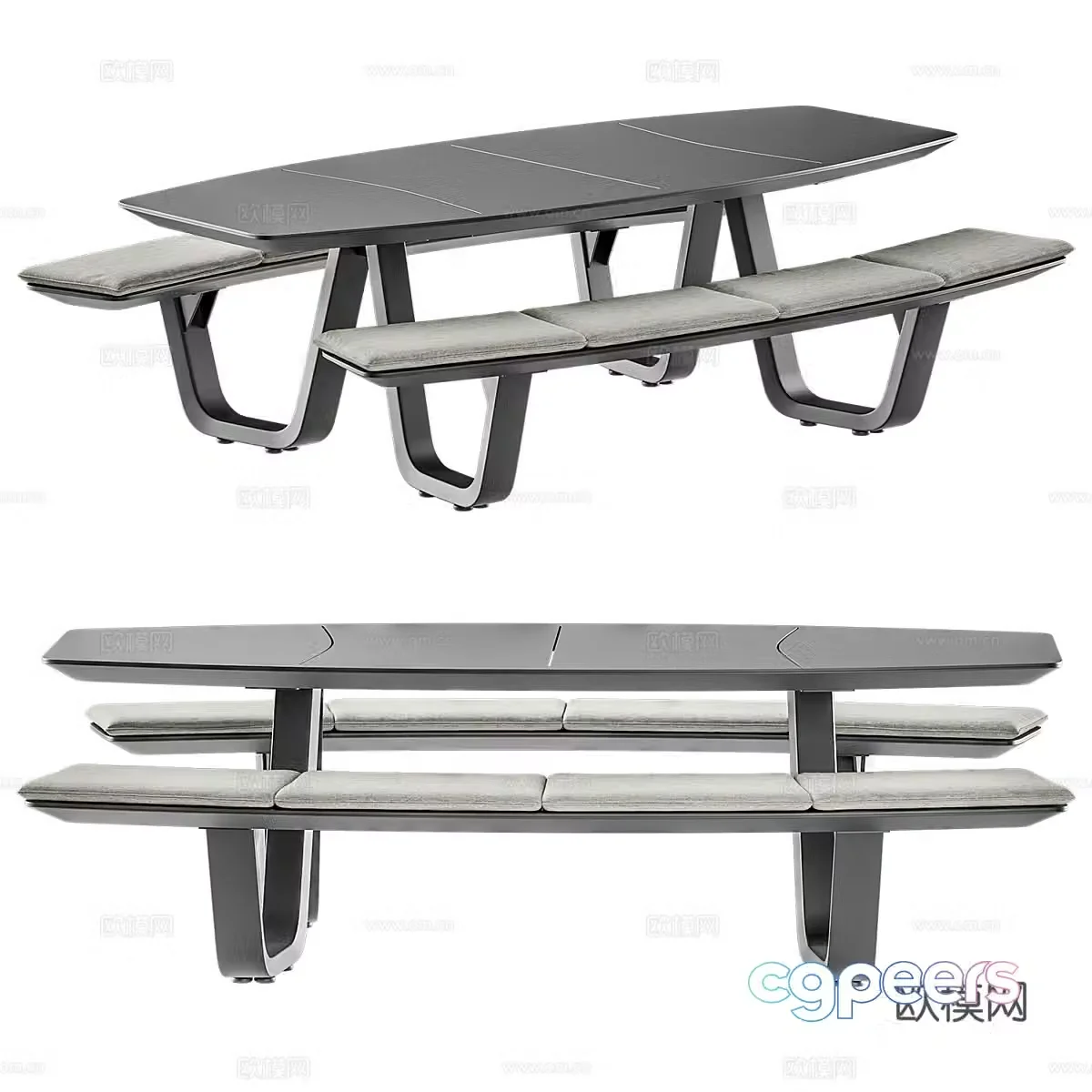 New Chinese style outdoor leisure table and chair 3D model