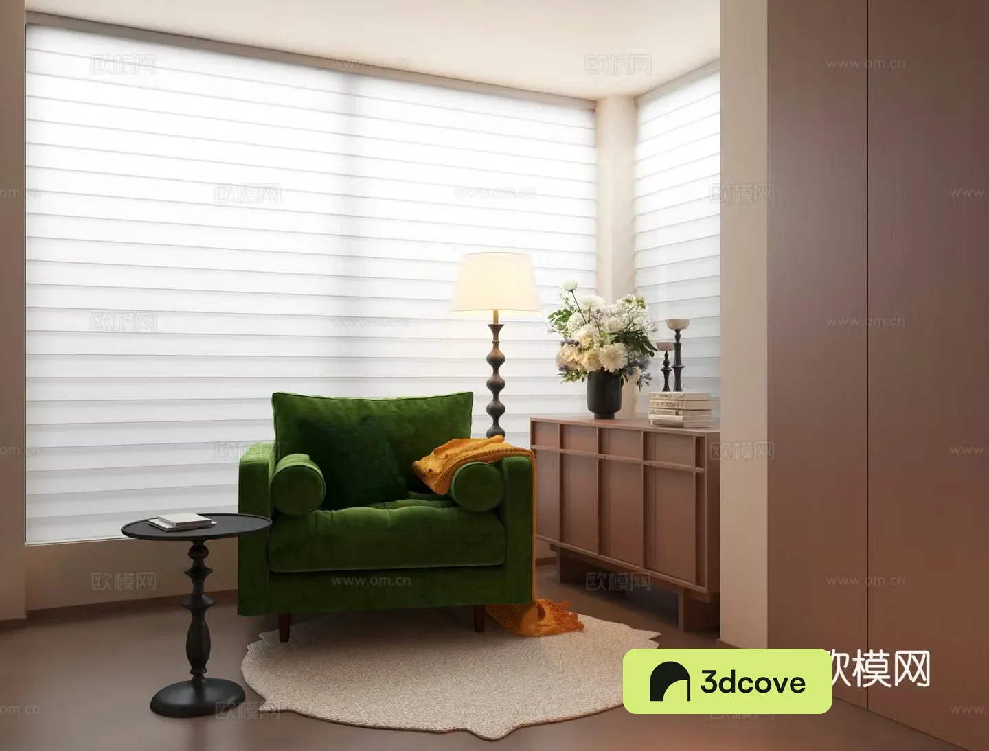 How many 3D models of casual sofa green sofa table