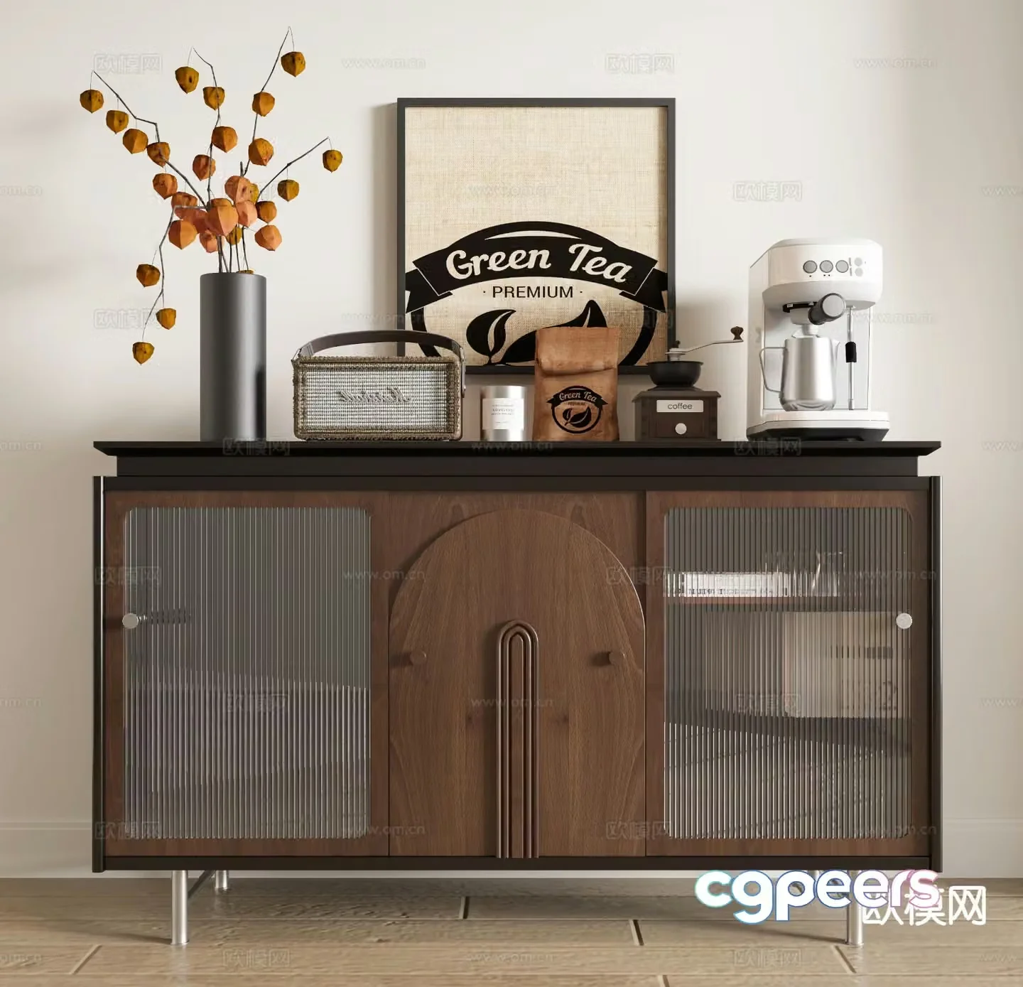 Medieval style side cabinet and entrance cabinet 3D model
