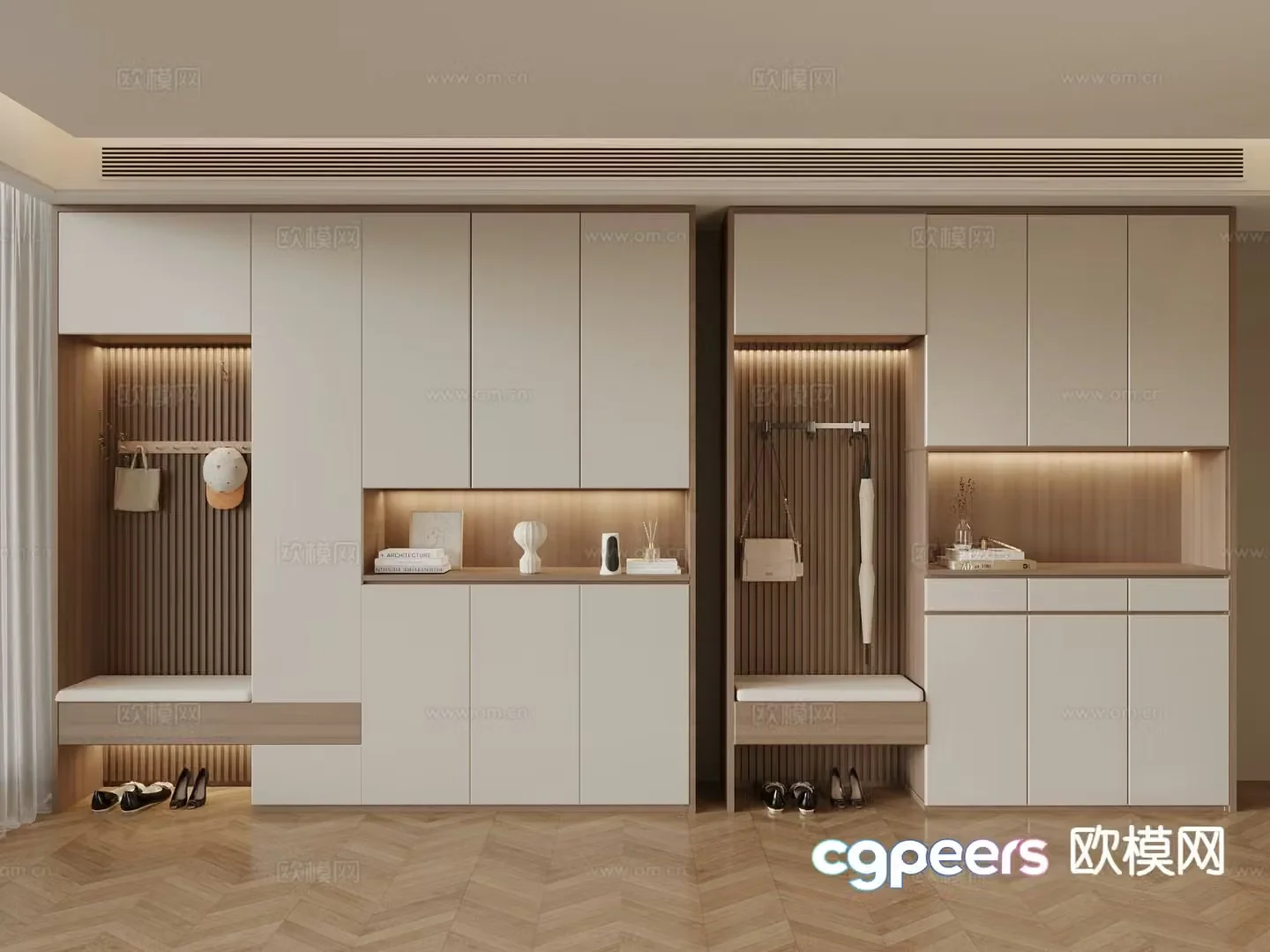 Modern entrance shoe cabinet 3d model