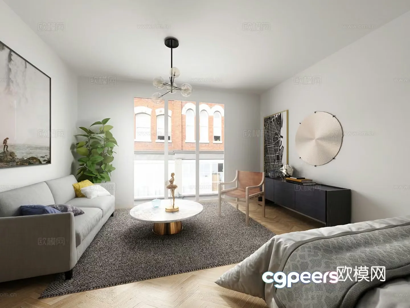 Modern minimalist living room 3d model