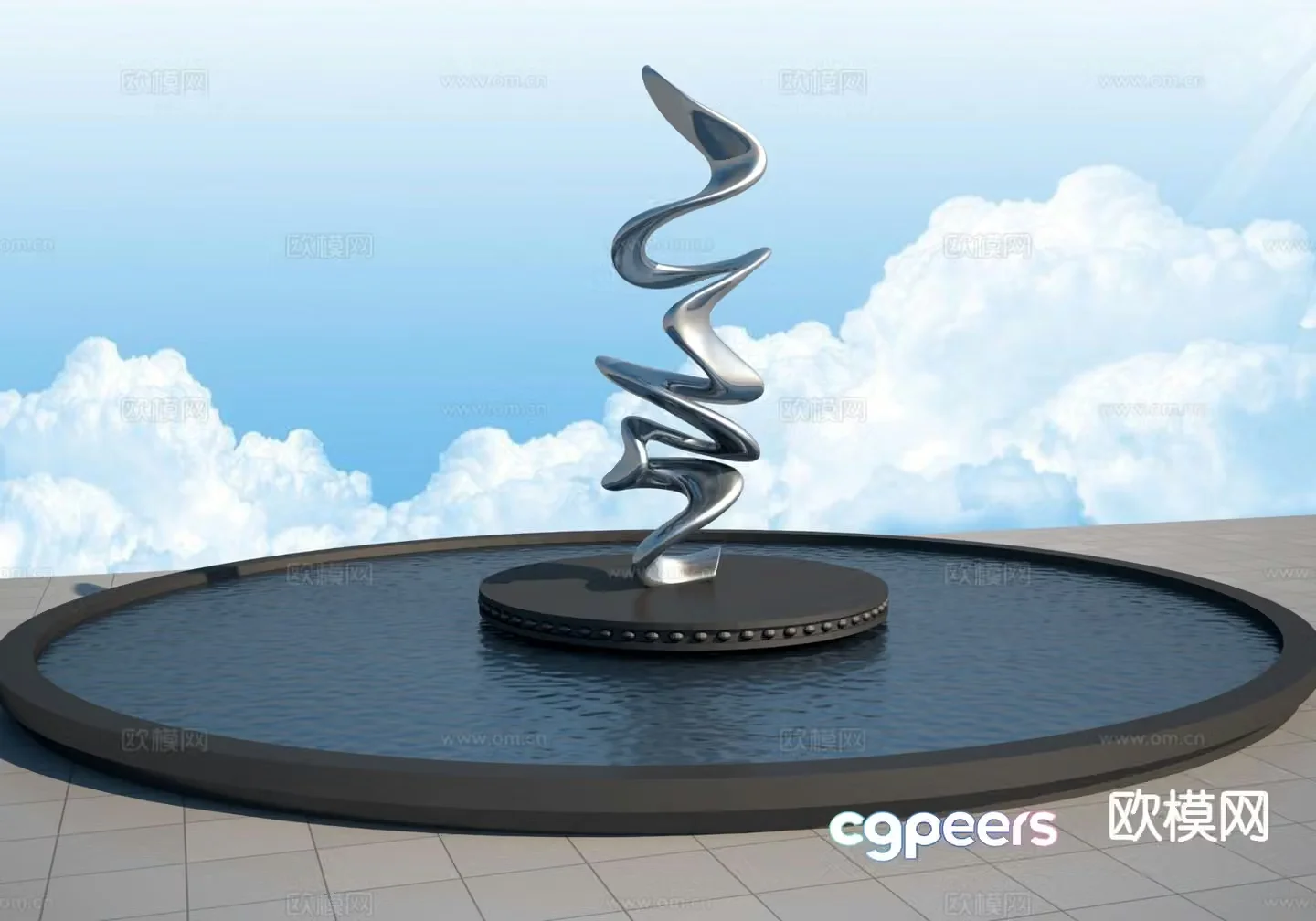 abstract sculpture ribbon sculpture 3d model