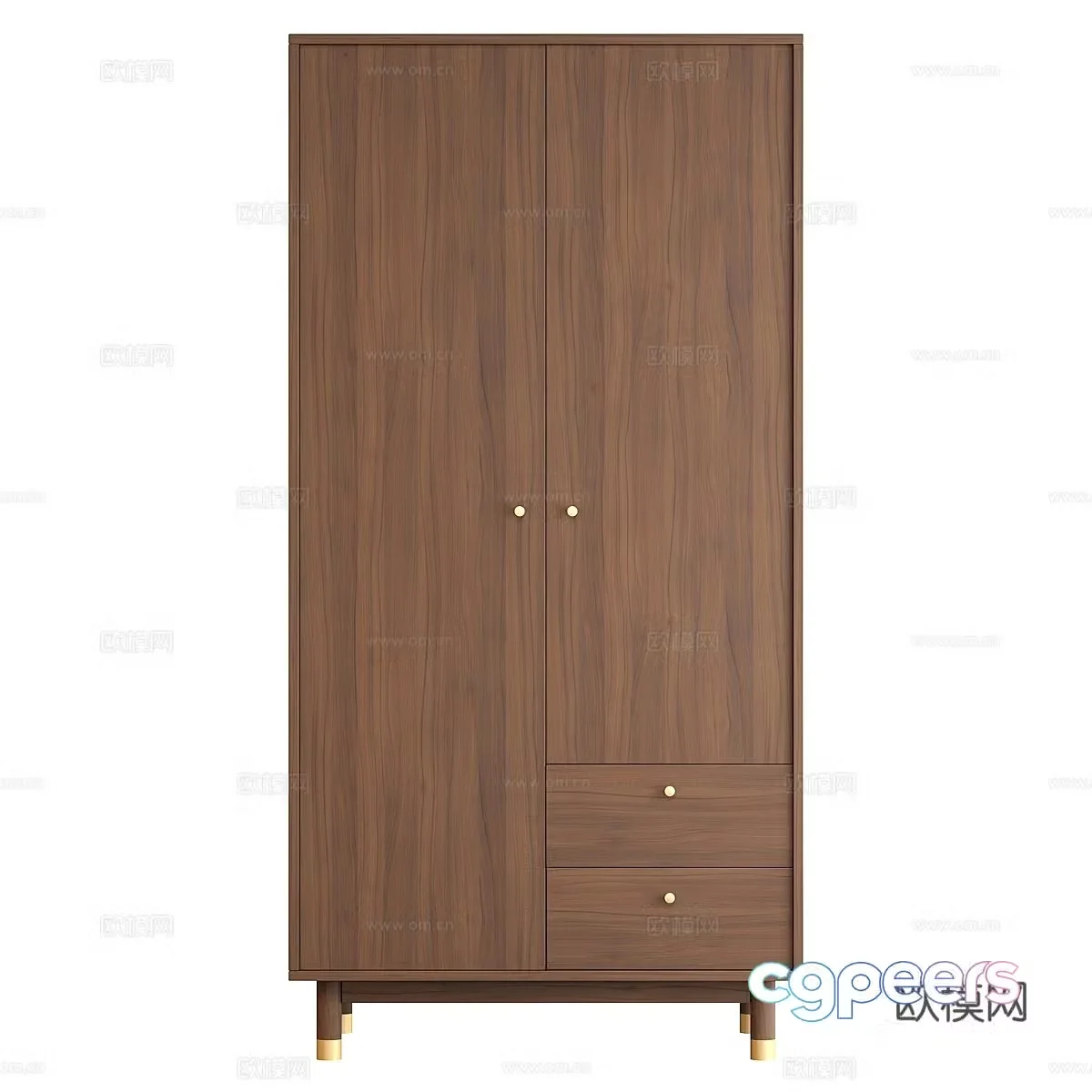 Modern Italian solid wood finished wardrobe 3D model