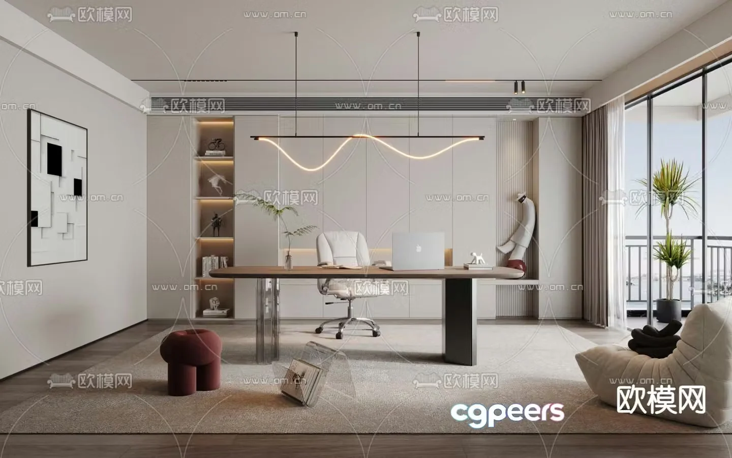 Modern study 3d model
