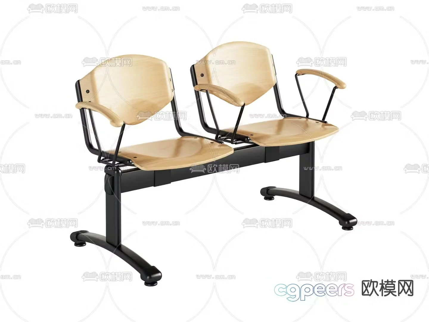 Continuous chairs public chairs waiting chairs 3D model