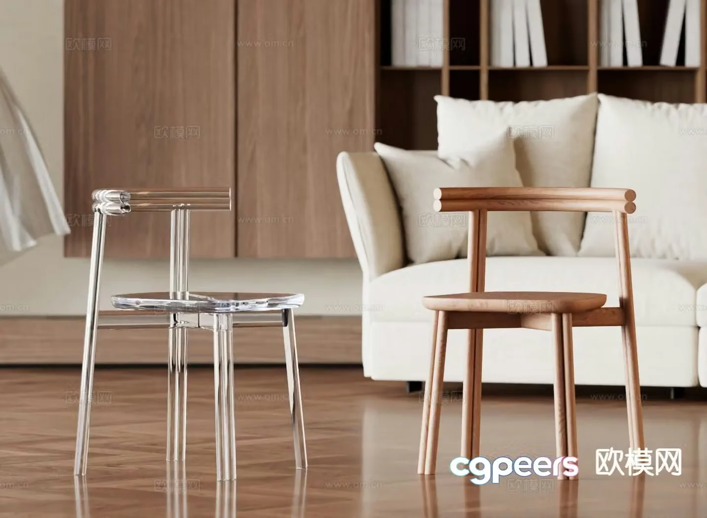 Transparent chair dining chair 3d model