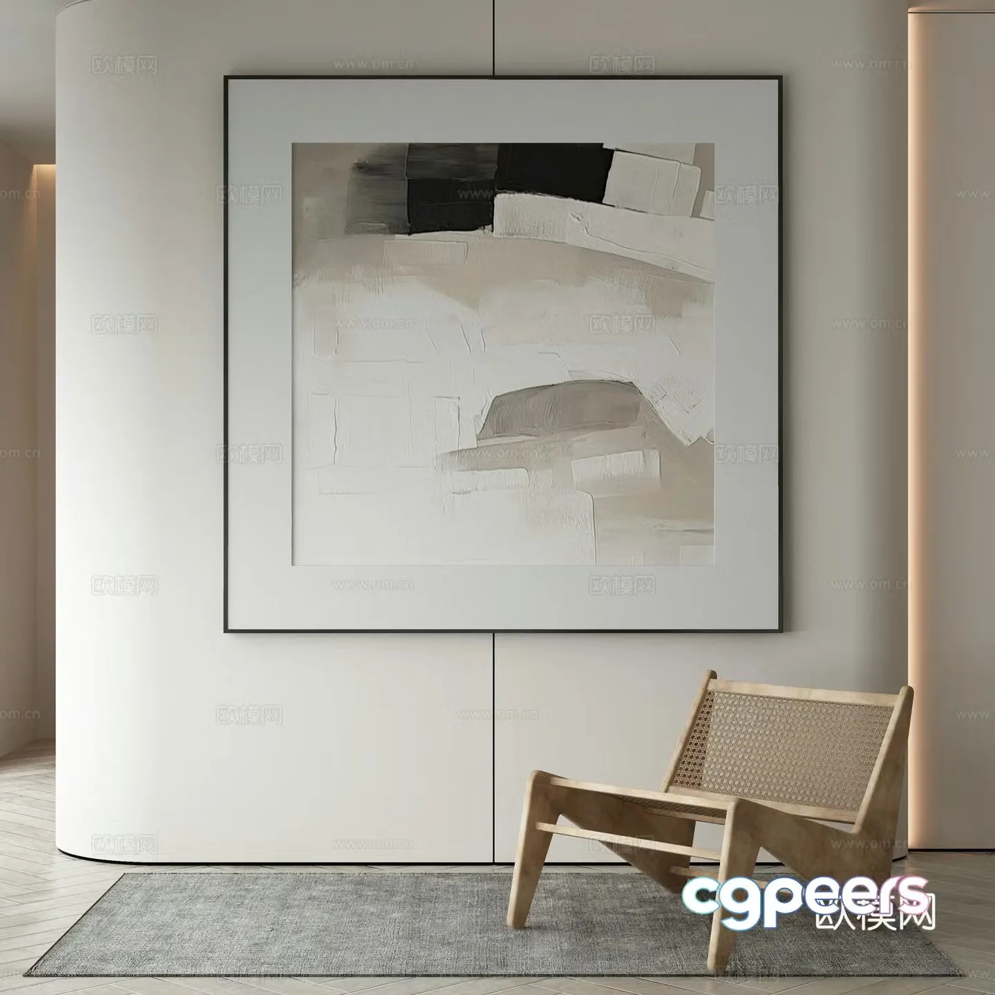 Modern decorative painting texture painting hanging painting 3d model