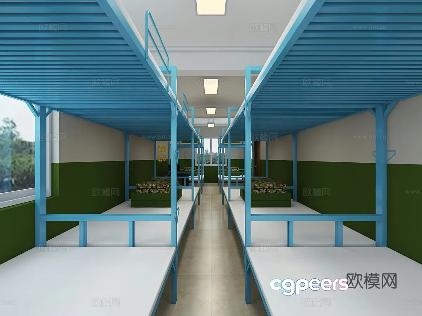 Modern fire station dormitory 3d model