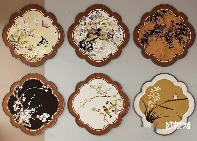 Japanese-Style Decorative Plates 3D Model – 1731 – CORONA Render