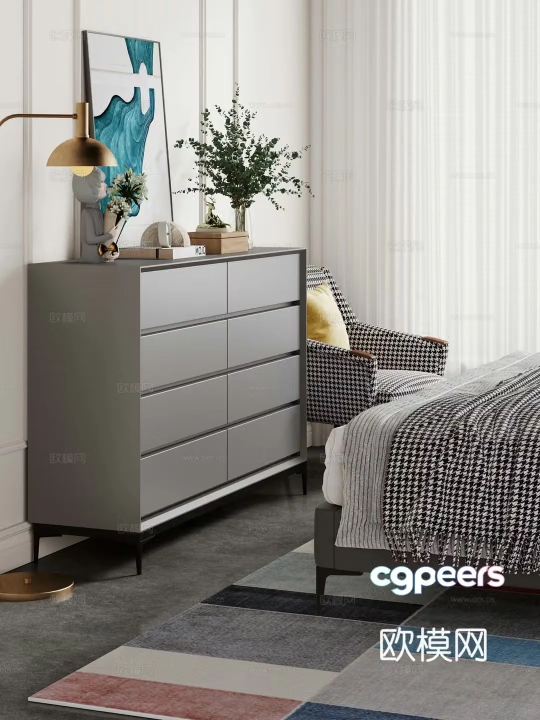 Modern chest of drawers side cabinet bedside cabinet storage cabinet entrance cabinet 3d model