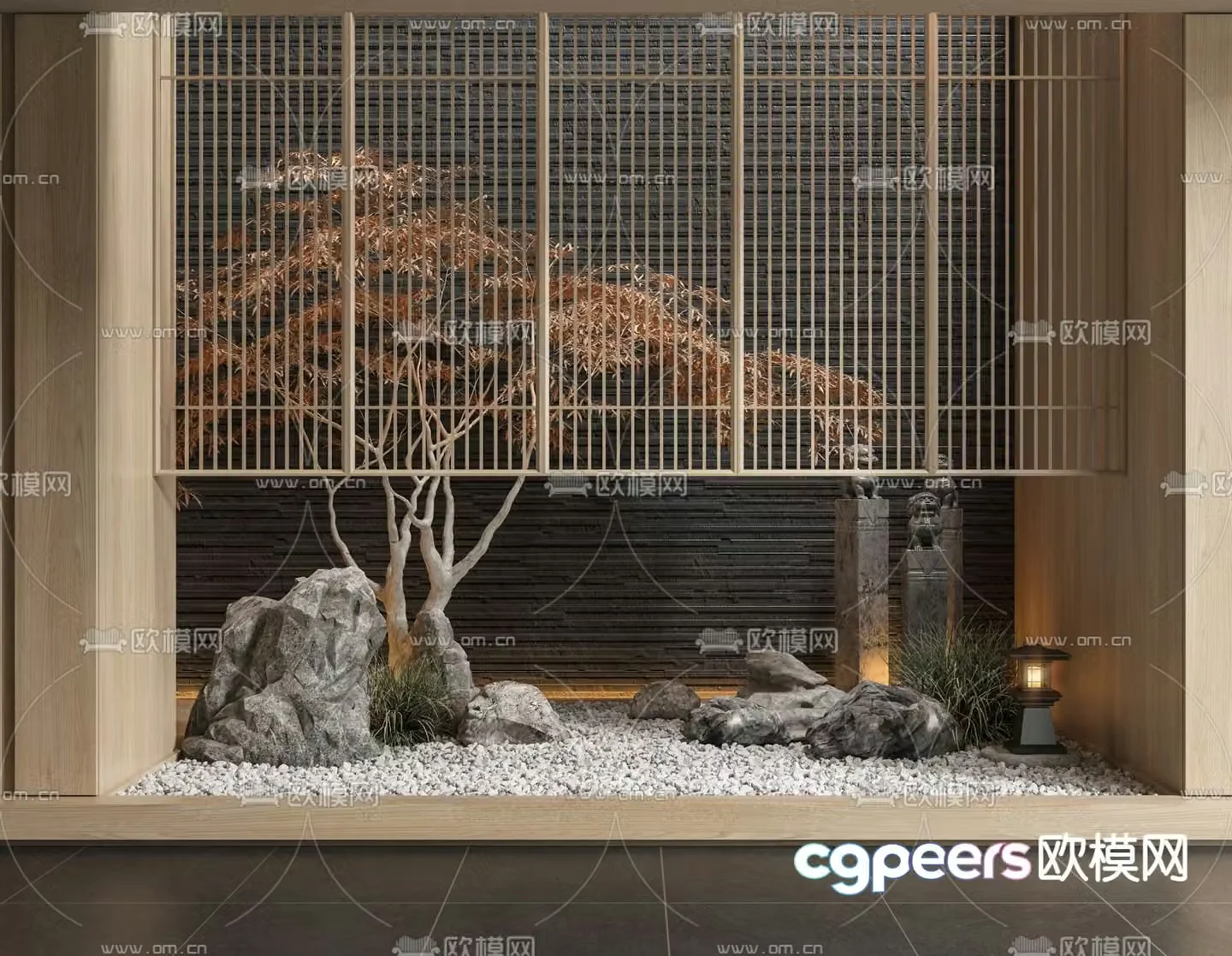 Chinese garden sketch micro terrain 3D model