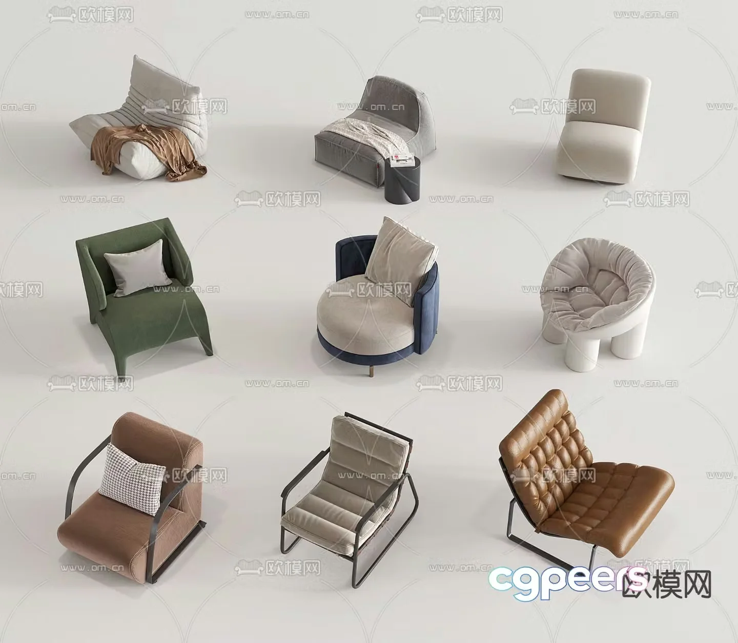 Modern sofa chair leisure chair lazy sofa 3d model