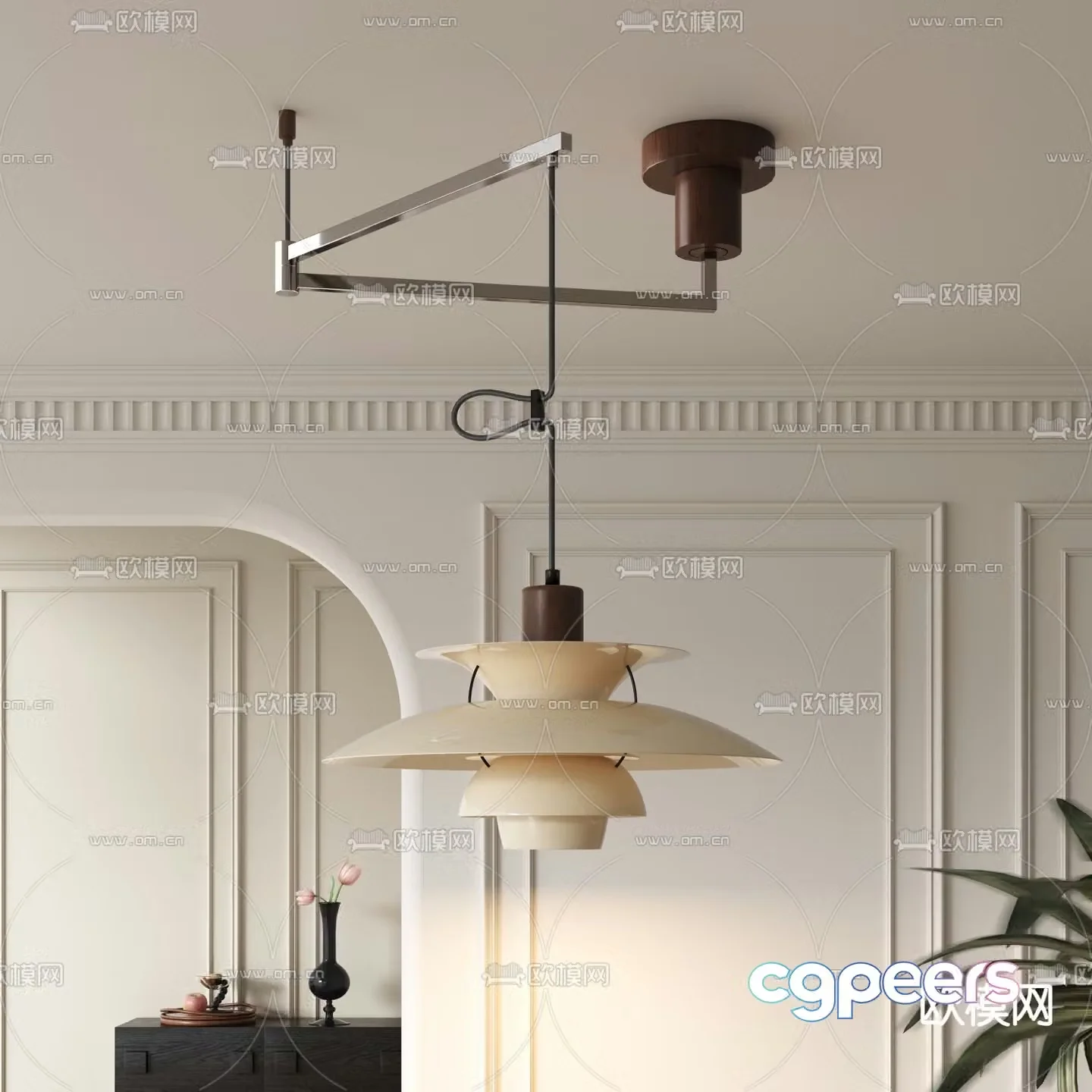 Medieval style chandelier folding chandelier 3d model