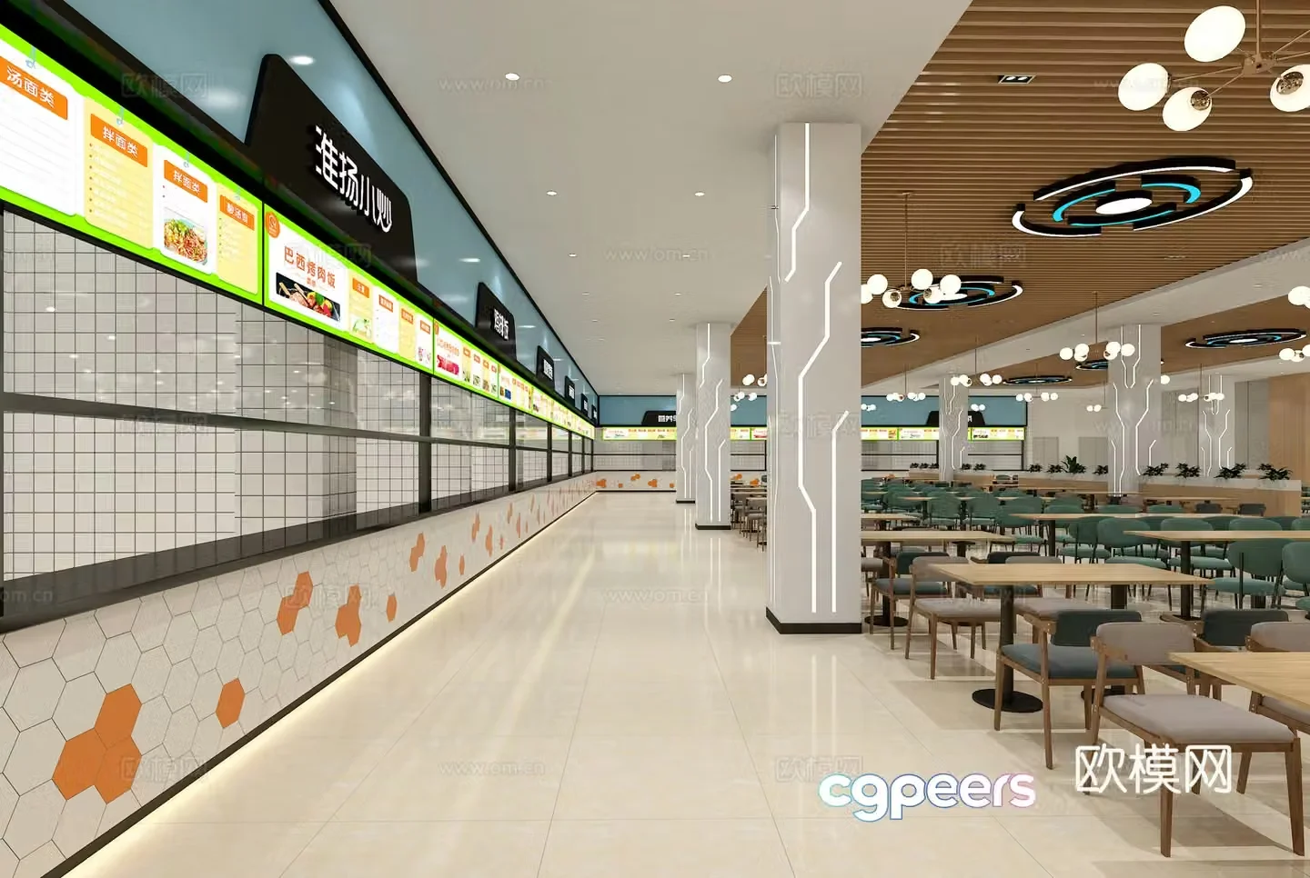 School cafeteria university cafeteria staff restaurant open stall 3d model